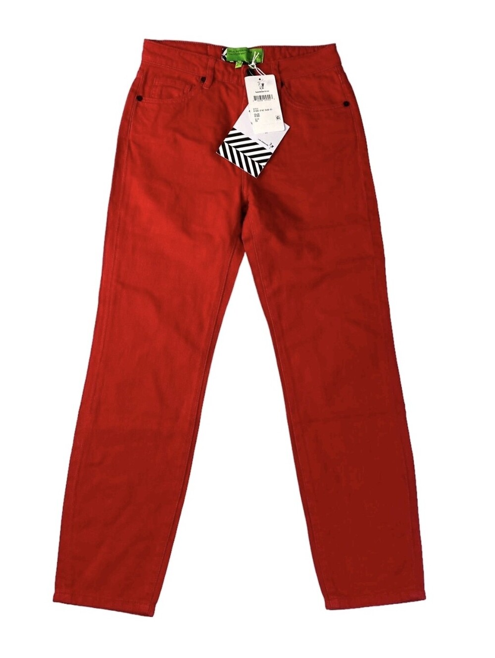 💥FREE PEOPLE X SANDRINE ROSE Linen Blend sz 30 Red Tapered Denim Pants